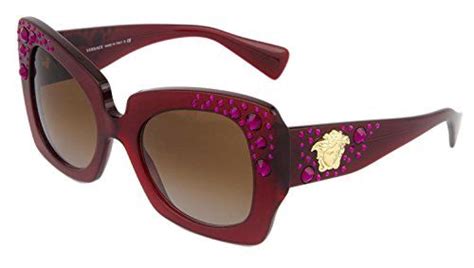 versace crystal charm sunglasses ve4308b gold transparent red oversized 4308|Versace VE4308B Crystal Charm 517113 Sunglasses Red.